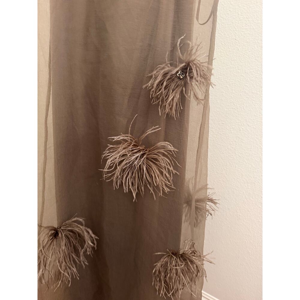 New O.P.T few moda Naia oatmeal feather organza Dress $347 sz M - Picture 6 of 7